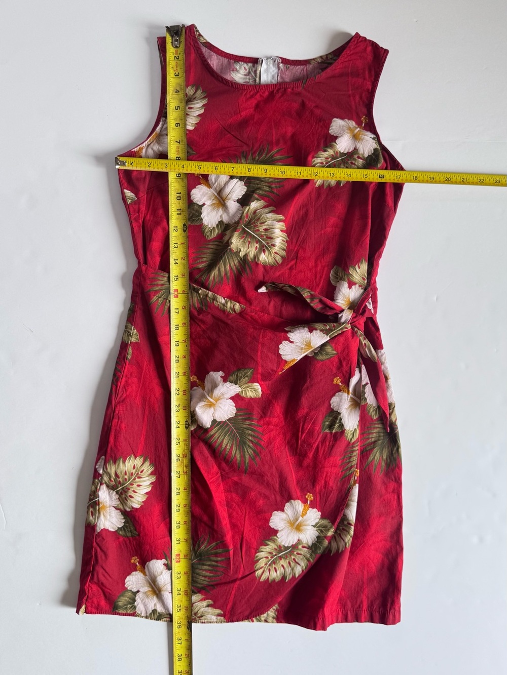 Pacific Legend Apparel Floral Tie-Detail Sleeveless Mini Dress in Red,Size Large - Picture 5 of 8